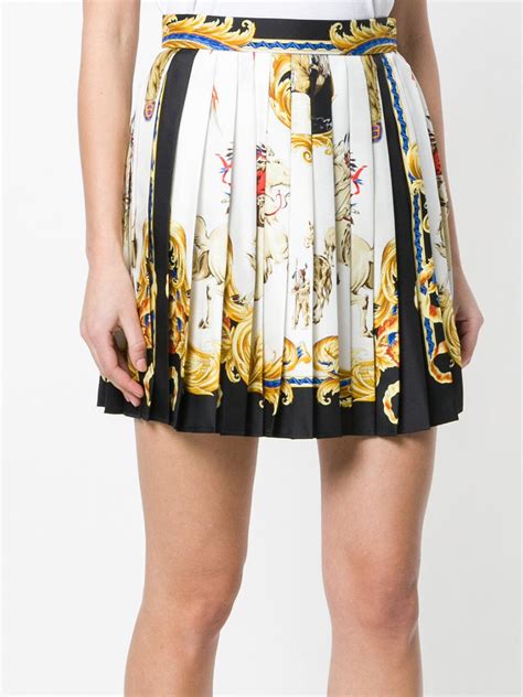 Versace Baroque Coupe Pleated Silk Mini Skirt 